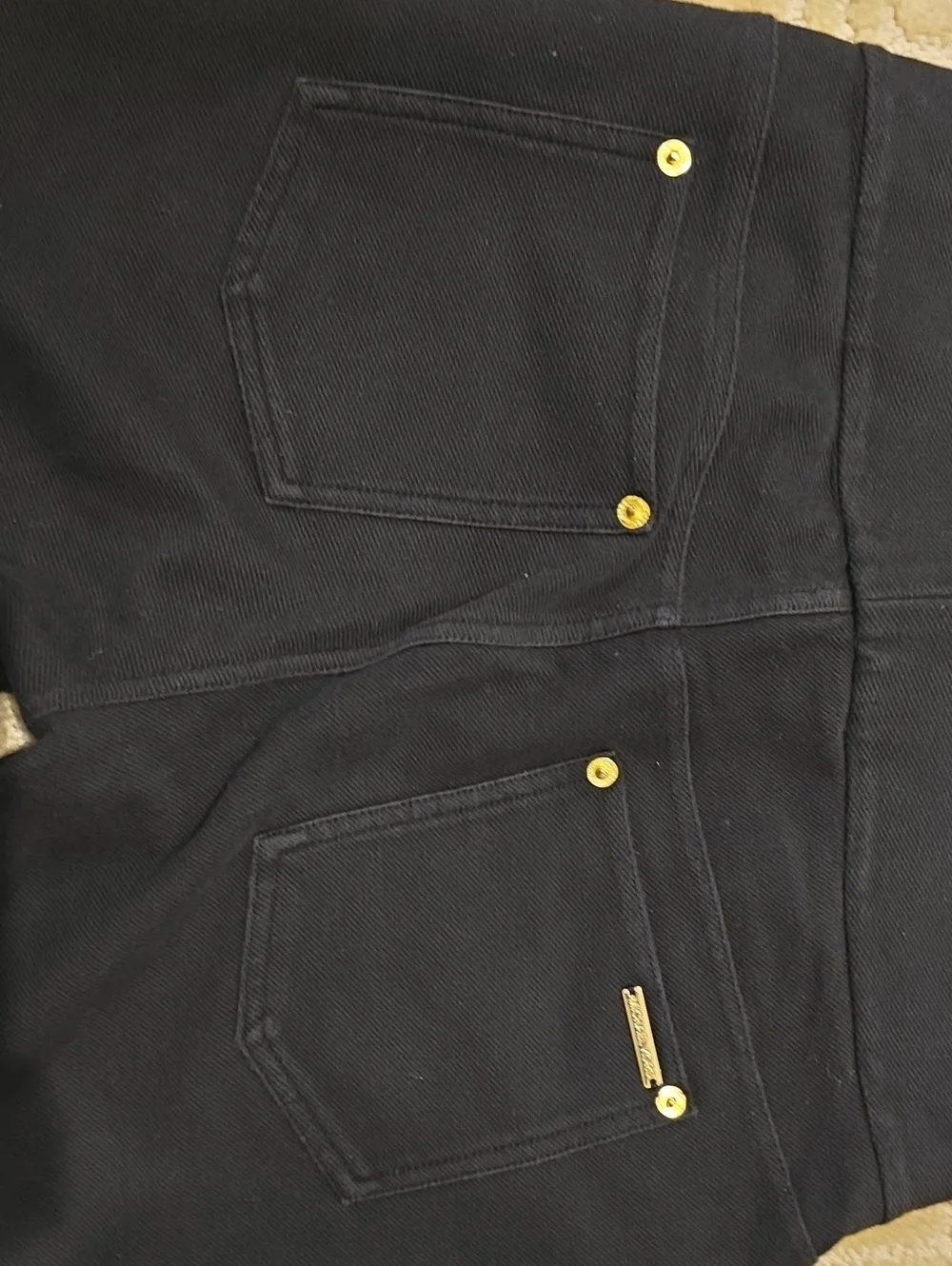Michael Kors Black Stretch Ponte Jeggings with Gold Accents, Size S